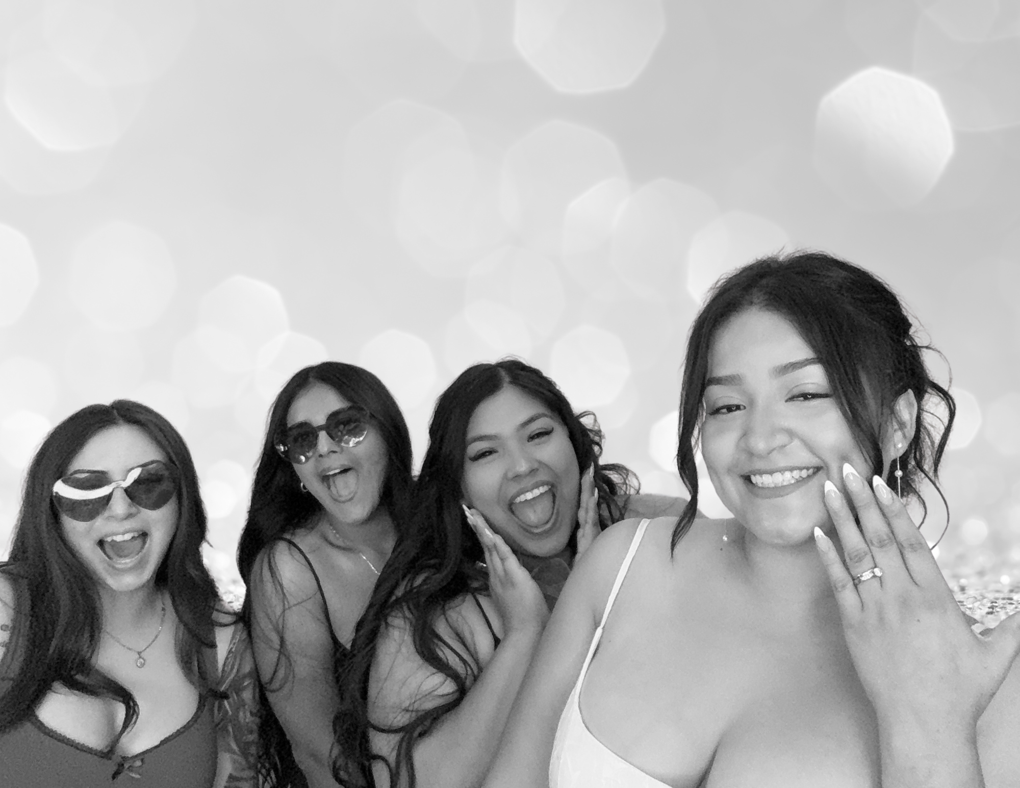 Guests enjoying a black and white VibeCam capture