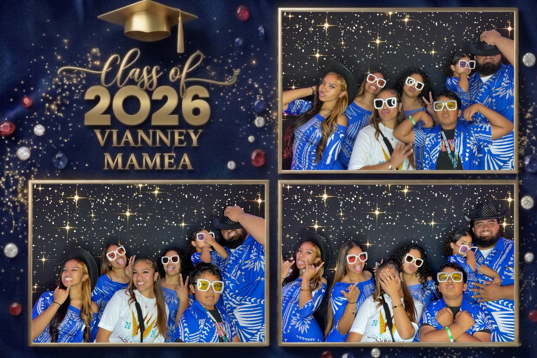 Blue and gold graduation photo design